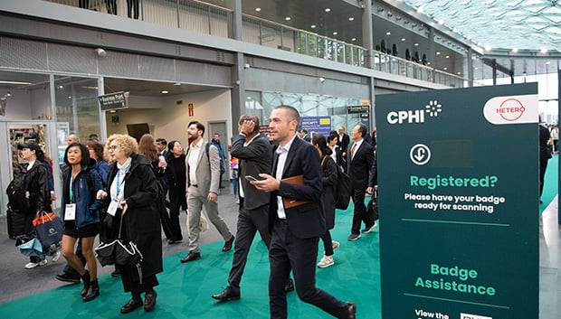 pharma professionals in meeting at CPHI event